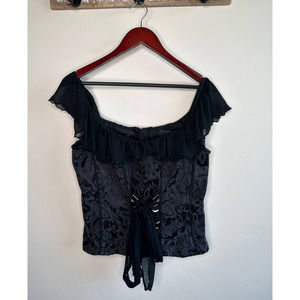 Rare Tripp NYC Black Ruffle Corset Top